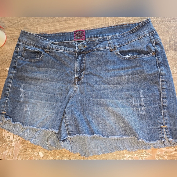 Vintage Torrid Cut-off Denim Jean Shorts Stretch Distressed Jorts Plus Sz 20 2X - Picture 1 of 5